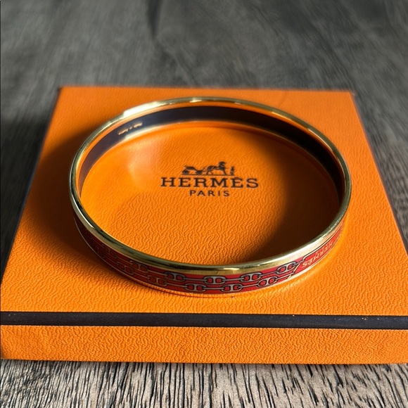 Hermes Red and Gold Jewelry Bangle - Picture 1 of 5